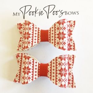 Red and White Christmas Print Bows